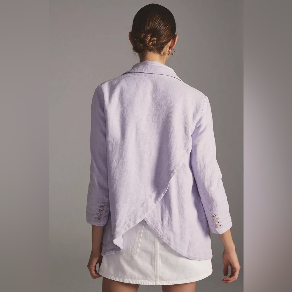 EUC Anthropologie Linen Cross Back Blazer | Lavender | Size 8